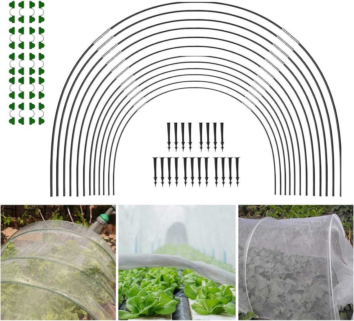 Tuinkas Hoepels - Kweek Tunnel - Planten Beschermen - Glasvezel Materiaal - 30 Stuks - Zwart