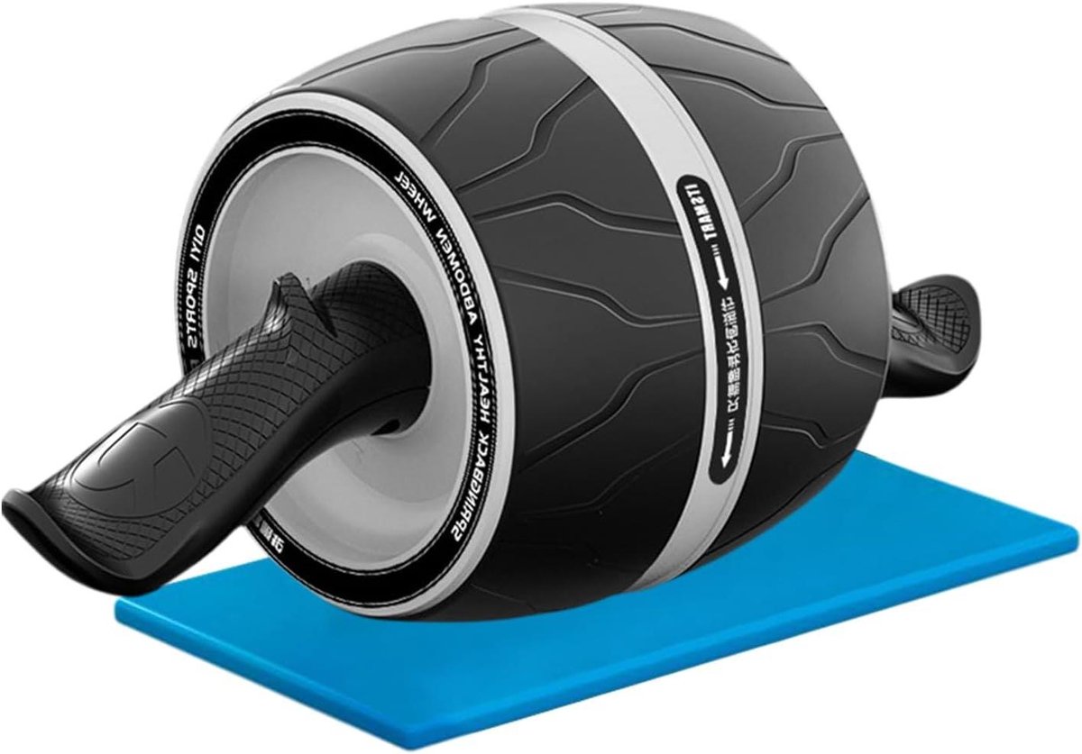 Buikrolwiel - Dubbelwiel trainer - Gespierde buik - Slim rebound systeem - 13x17x40cm - Wit