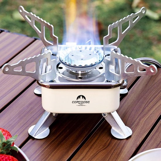 Campingkooktoestel - Opvouwbaar gasfornuis - Buiten koken - Winddicht ontwerp - 3500 Watt - Zwart — afbeelding 3