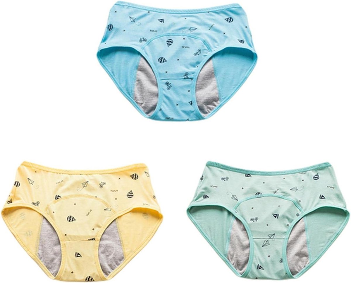 Dames Ondergoed - Menstruatie Broekjes - Extra Bescherming - Lekvrije Voering - 3 Stuks - Cartoon