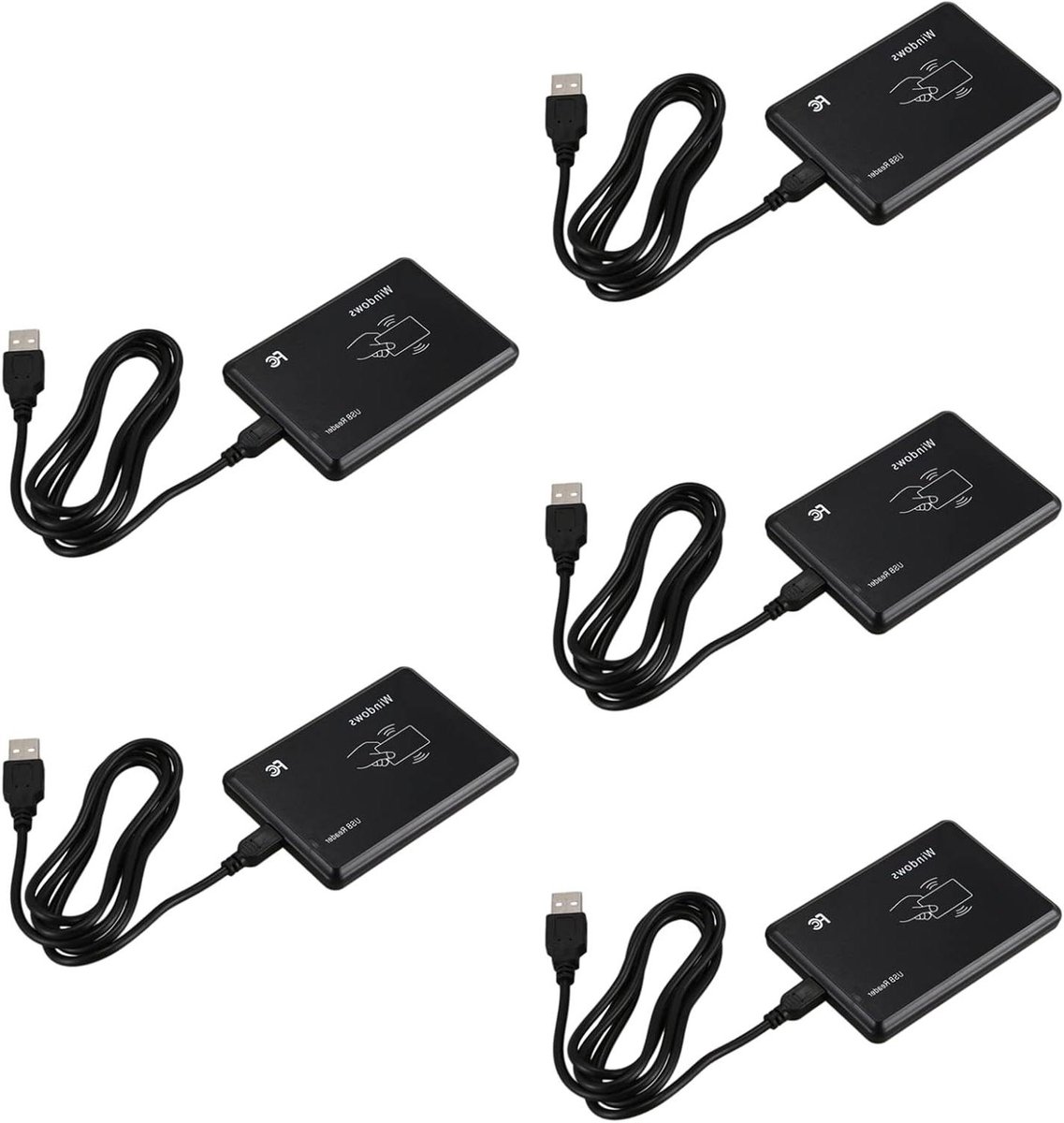 RFID Desktop Lezer - Kaartlezer Contactloos - Toegangscontrole - USB Interface - 5 Stuks - Zwart