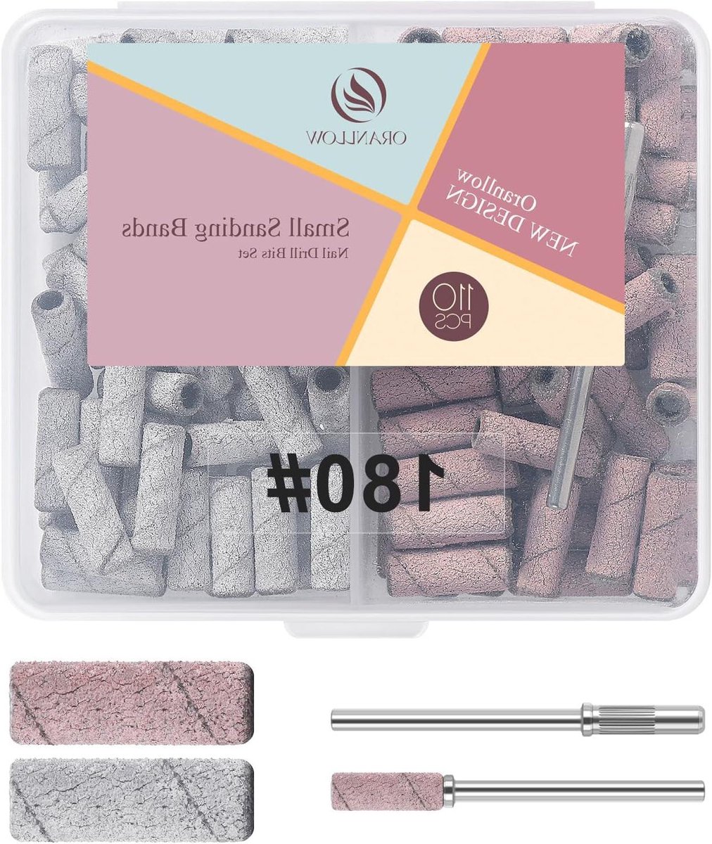 Schuurbanden set - Nagelvijl bits - Nagelverzorging - 110 stuks - Korrel 180/240 - Zebra roze