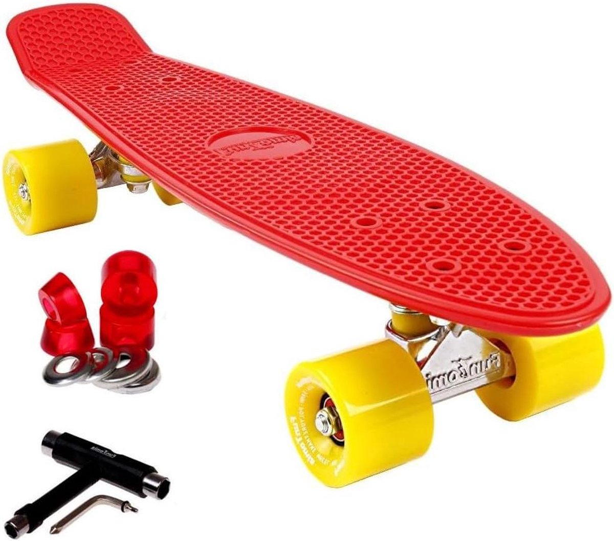 Mini Cruiser Skateboard Compact Board Buiten Rijden LED Verlichte Wielen 57 cm Gele Rollen