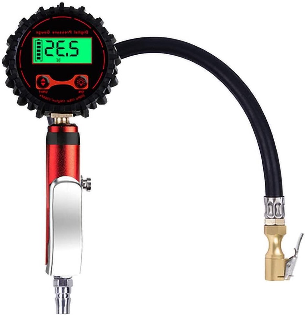 Bandenspanningsmeter - Bandendeflator Tester - Veilig Rijden - 250 PSI Bereik - LED Verlichting - Zwart