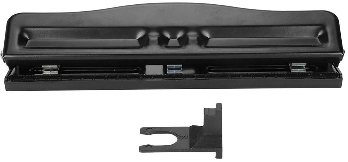 Dailygoody - 3-Holes Perforator Zwart - Handmatige Paper Punch voor 10 Vellen met Instelbare Afstand