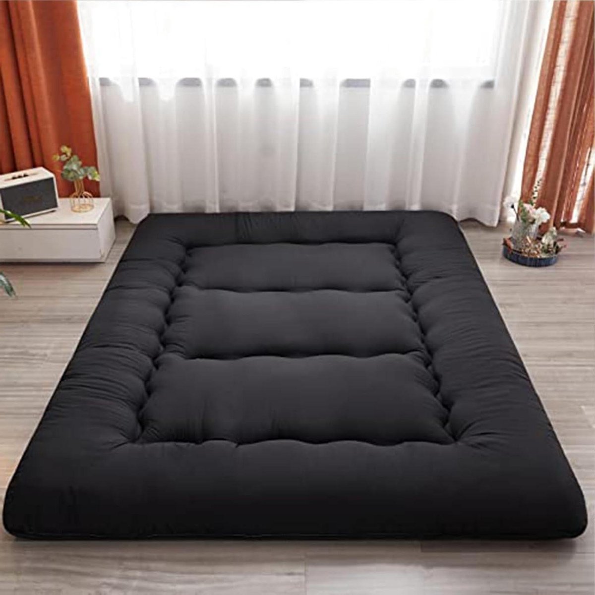 Japanse futonmatras - Opvouwbaar bed - Comfortabel slapen - 5-laags ontwerp - 100 x 200 cm - Zwart