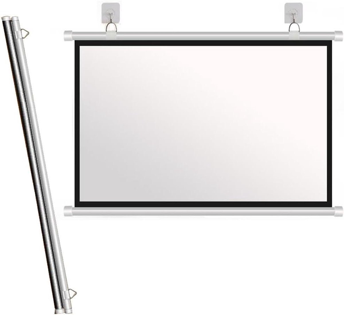 Outdoor Draagbare Projectieschermen 40 "50" 60 "72" Handmatig Oprollen Filmscherm Plafond Muurbevestiging Projector Gordijn voor Camping Home Theater(72 inch-4:3)
