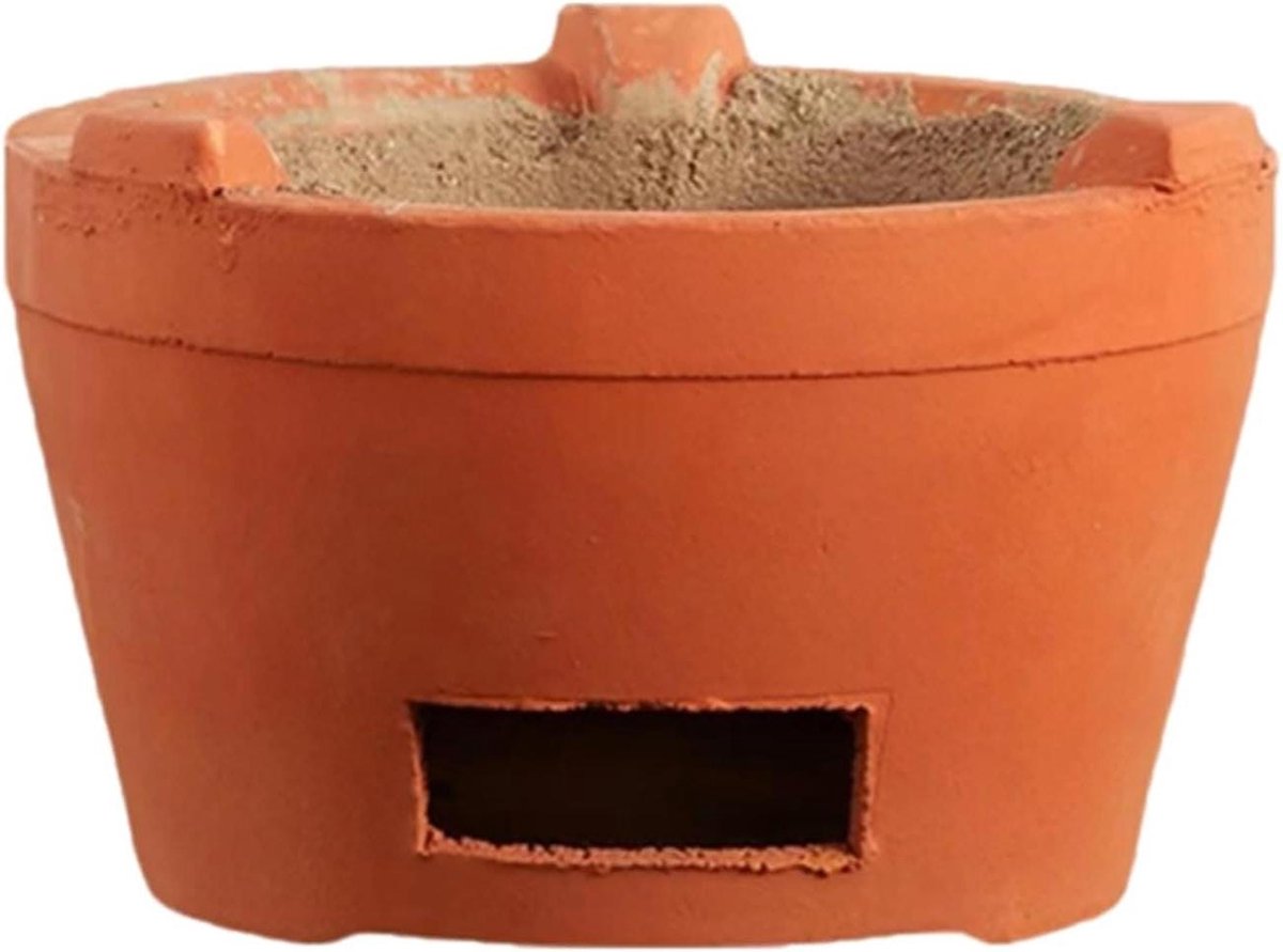 Klei Houtskoolkachel - Draagbare Oven - Buiten Koken - Efficiënte Warmte - 28 cm - Rood