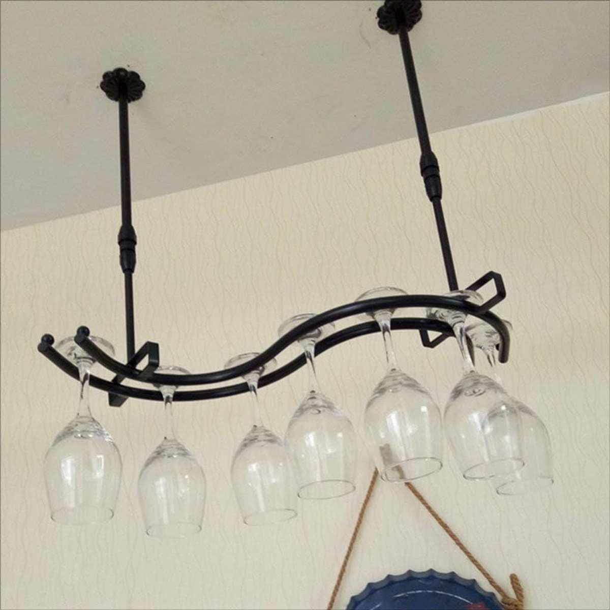 Wijnglazen rek - Wijnrek houder - Thuisbar inrichten - Stevig ijzer ontwerp - 100 x 28 cm - Wit
