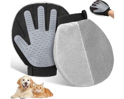 Pawaboo Pet Hair Removal Glove, Dual-Side Hair Removal & Fur Brush, Fur Grooming Glove for Dogs and Cats, Gray