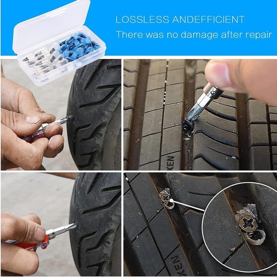 Banden Reparatie Set - Pechset Schroeven - Noodreparatie Onderweg - Hittebestendig Rubber - 20 Stuks - Zwart — afbeelding 5