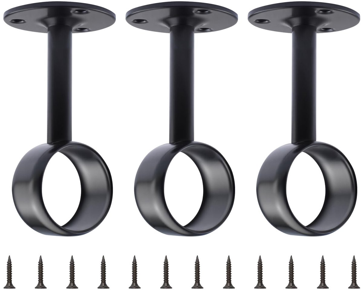 Dailygoods - 3 Stuks Zware Gordijnstangbeugels voor Plafond- en Muurmontage