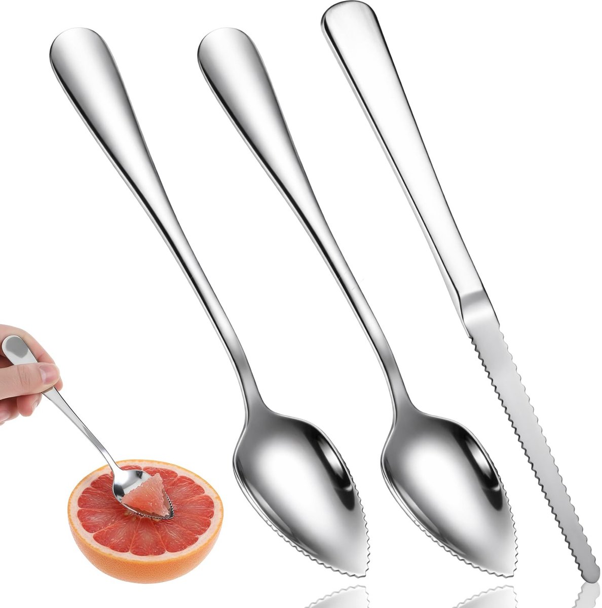 Dailygoods - 3-delige Grapefruitlepel Set met Mes en Lepels