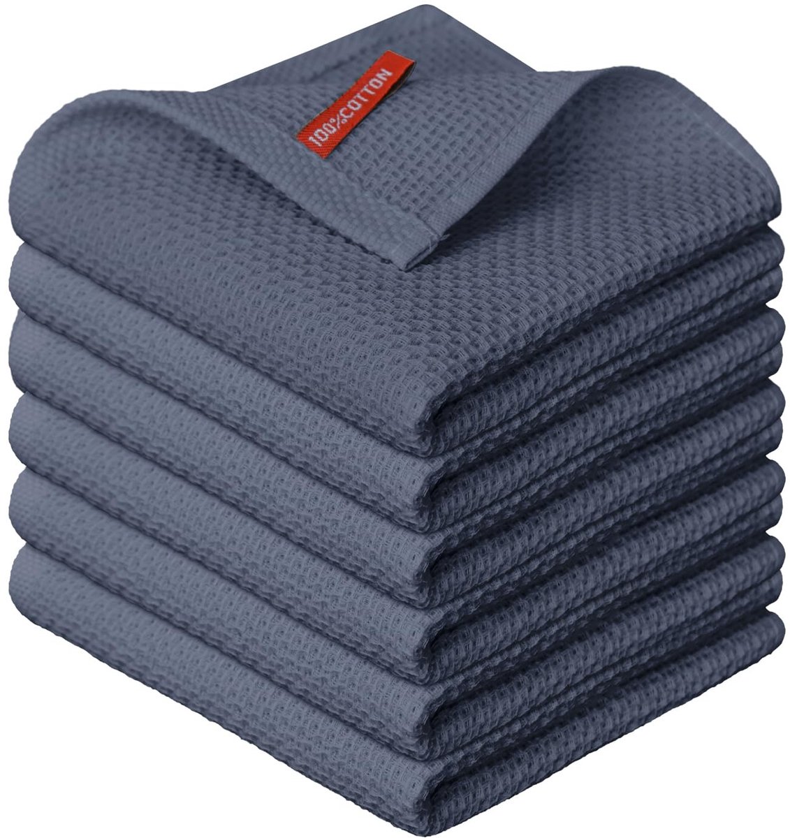 Dailygoods - Set van 6 Donkergrijze Katoenen Keukendoeken, 30x30 cm