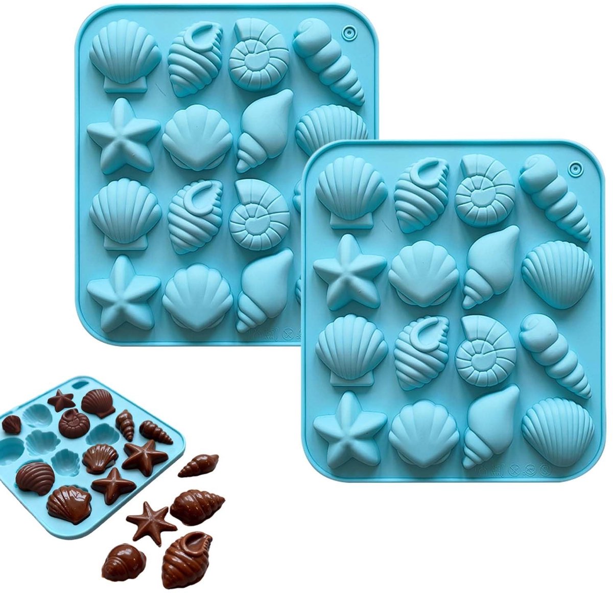 Dailygoods - Set van 2 Siliconen Fondant Mallen met Marine Thema