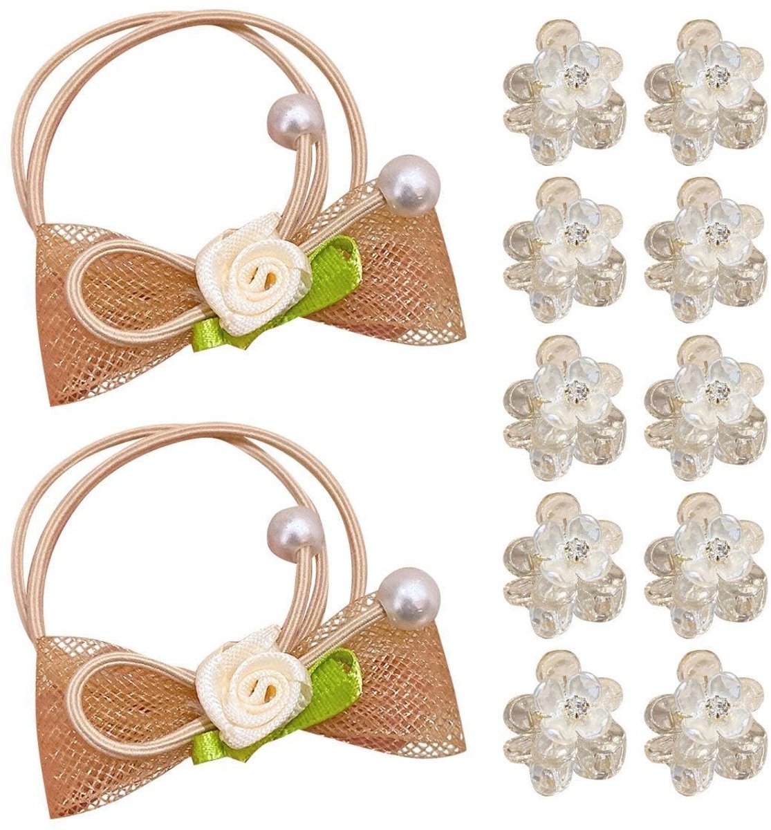 Dailygoods - Set van 10 Transparante Haarspelden met 2 Elastiekjes