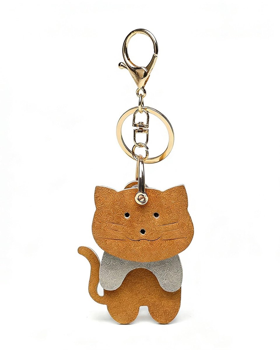 Dailygoods - Lederen Sleutelhanger met Kattenontwerp