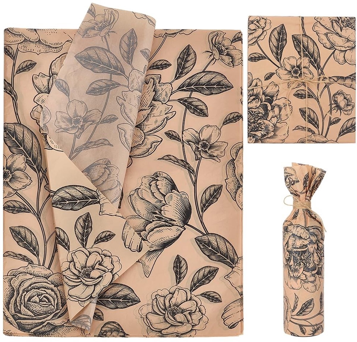 Dailygoods - 150 Vellen Vintage Bloemen Tissuepapier voor Cadeauverpakking
