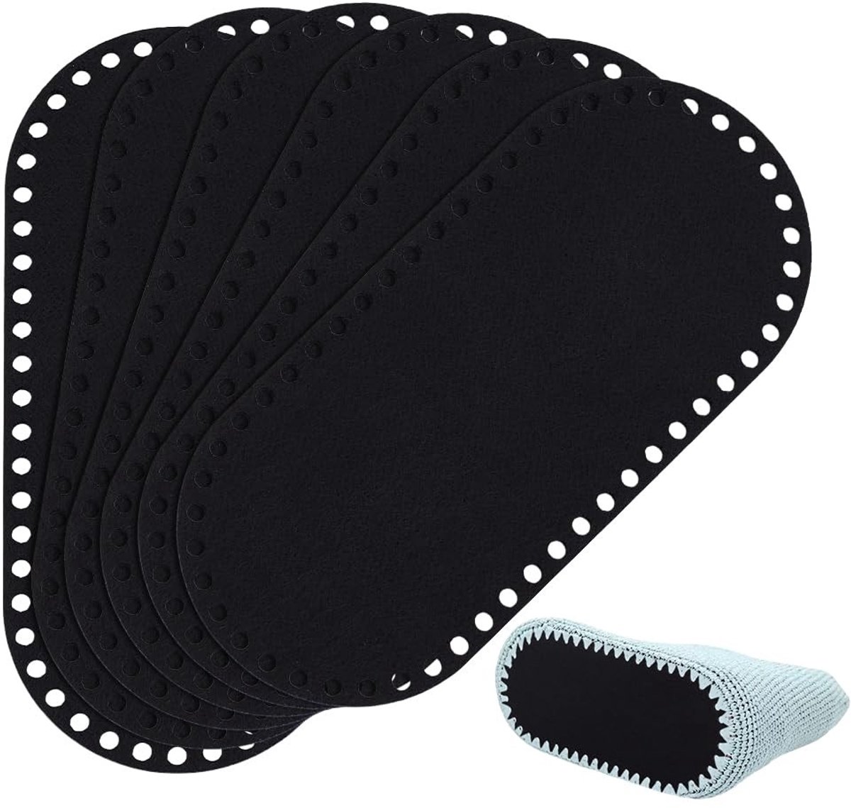 Dailygoods - Set van 6 Zwarte Gehaakte Tas Bodem voor DIY Projecten