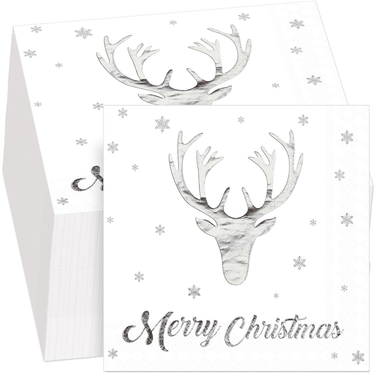 Dailygoods - 100 Stuks Kerst Servetten met Zilverfolie
