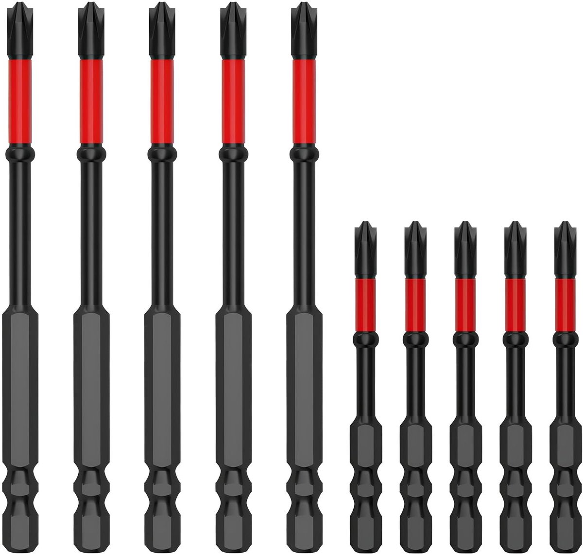 Dailygoods - Set van 10 Magnetische Kruiskopschroevendraaierbits van Hoogwaardige Staal