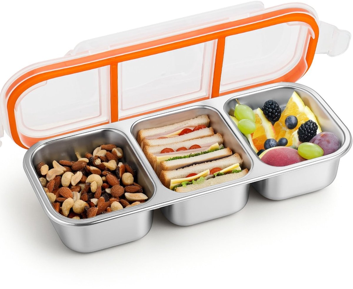 Dailygoods - Bento-Snack-Container met Lekvrije Deksels en 3 Compartimenten