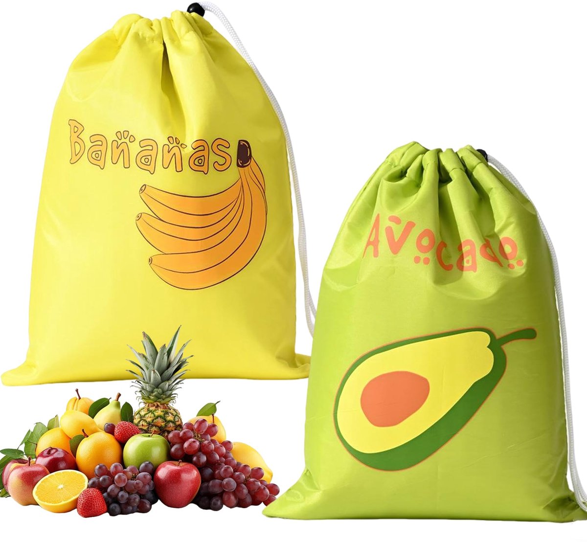 Dailygoods - Bananenzakken voor Vershoudzakken, 2 Stuks Groen