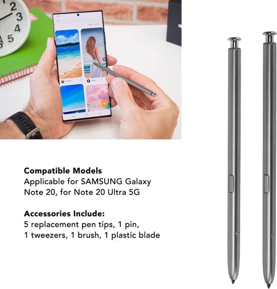 Dailygoods - Dailygoody - Stylus Pen - Vervangende Touch Pen - Lichtgewicht - Grijs - Geschikt voor Note 20 en Note 20 Ultra 5G - 2 Stuks — afbeelding 5