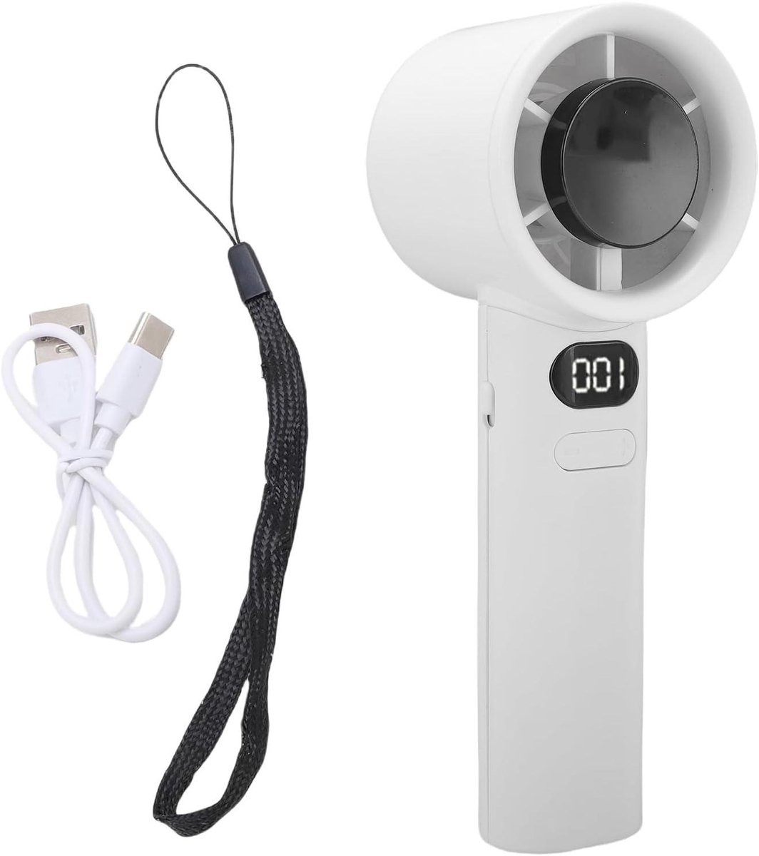 Handventilator - Draagbare Koeler - Buiten Ontspannen - Traploze Snelheid - 16 cm Hoog - Zwart