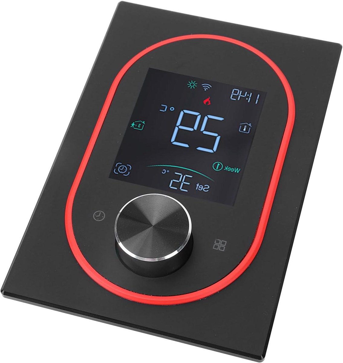 Slimme Thermostaat - Programmeerbaar Display - Temperatuur Regeling - App Bediening - 130x88mm - Zwart