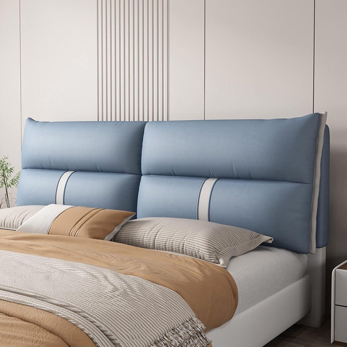 Gestoffeerd Hoofdbord - Wandkussen Rugleuning - Extra Comfort - Met Zijvak - 70.8 Inch - Blauw