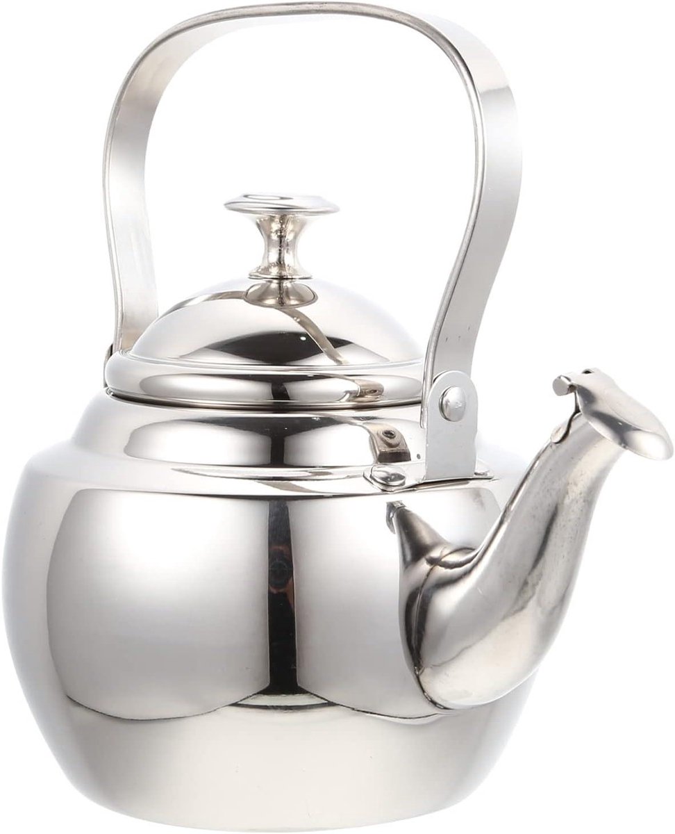 Rvs Waterkoker - Theepot Fluitketel - Thuis Koken - Met Zeef Handvat - 1 Liter - Zilver