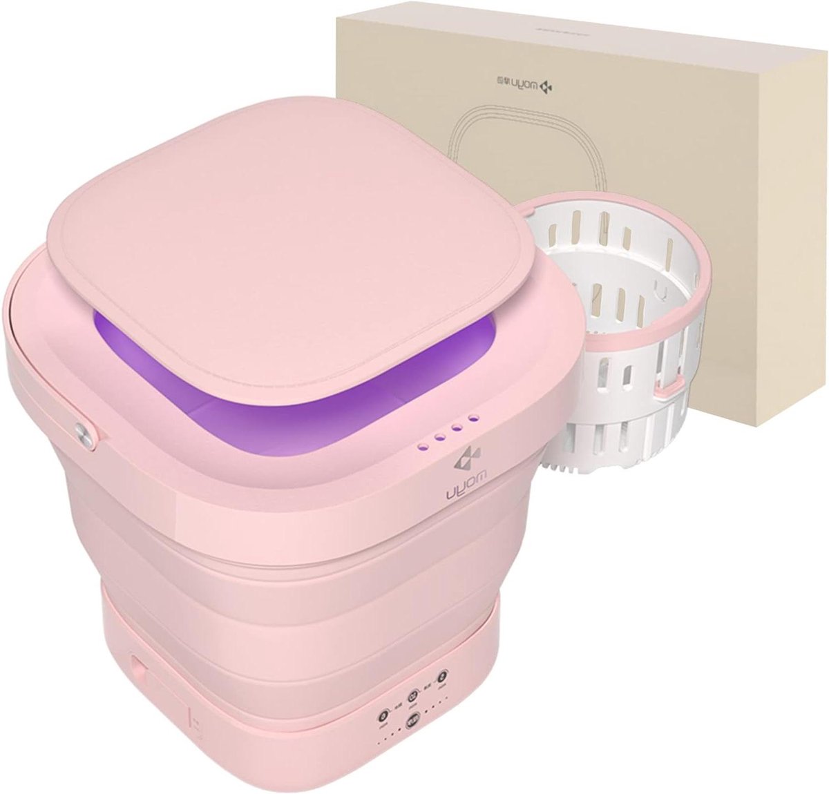 Opvouwbare Wasunit Mini Wasmachine Kleine Was Met Centrifuge 9 Liter Roze