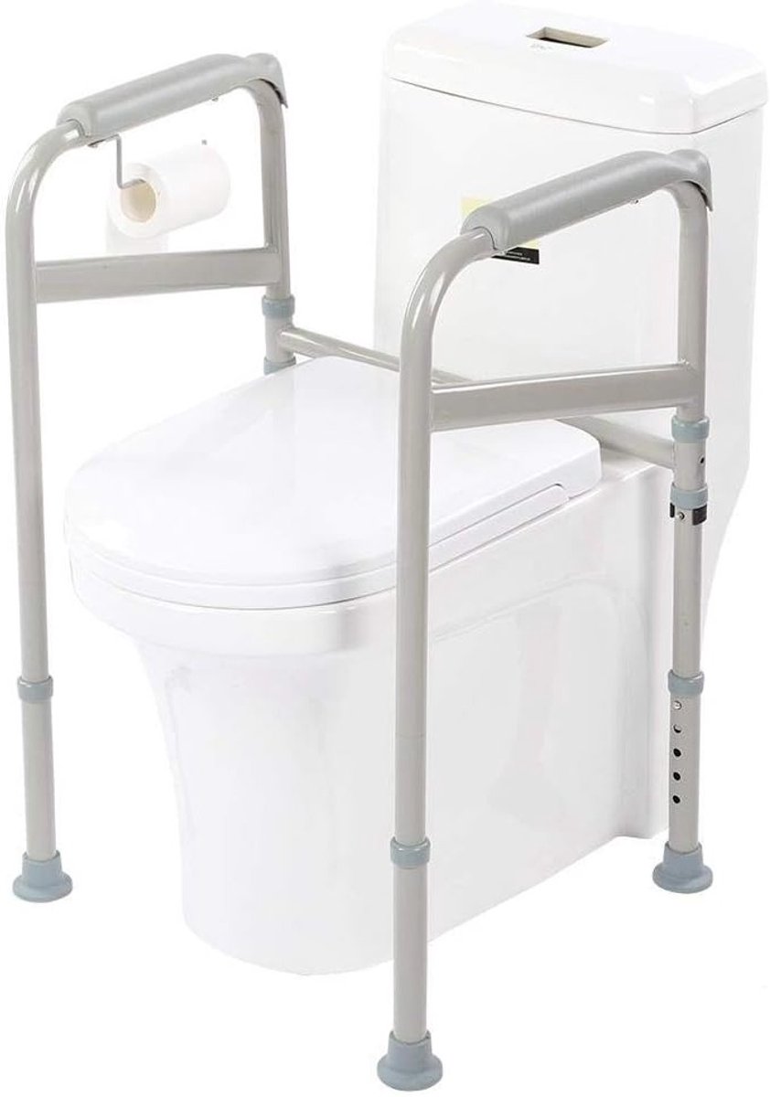 Veiligheidsframe voor het toilet met armleuningen, antislip handgrepen en ondersteuning voor ouderen en zwangere vrouwen, ideaal voor de badkamer