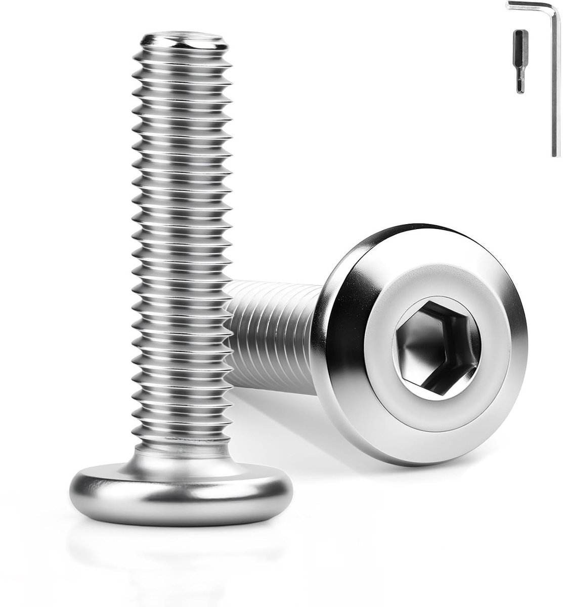 20 Stuks M8 Schroeven met Platte Kop 30mm 304 RVS Volledige Draad en Inbussleutel voor Assemblage en Onderhoud