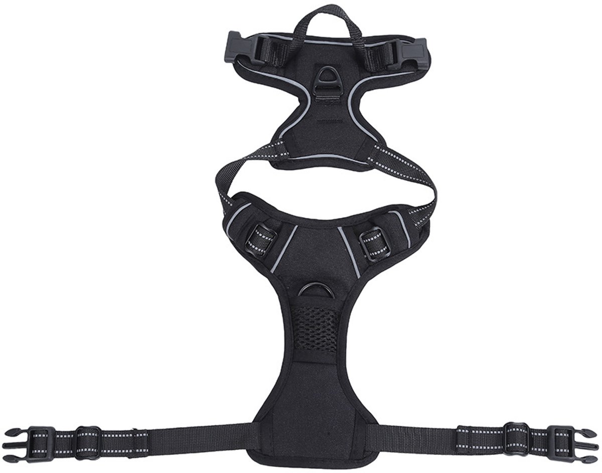 Hondentuig Harnas voor Grote Honden - Anti Pull - Medium Borst Harnas - Veiligheidsharnas - Auto Hondentuig - Labrador Puppy Harnas - Joggen - Breakaway - Zacht Gewatteerd - Zwart - L Dog Belts