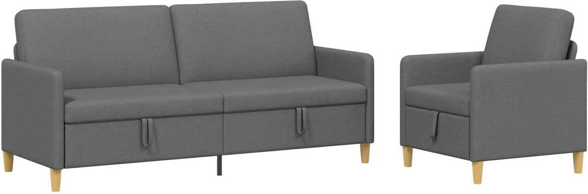 vidaXL - Sofa - Set - Met - Opslag - 2 - st - Donkergrijs - Polyester