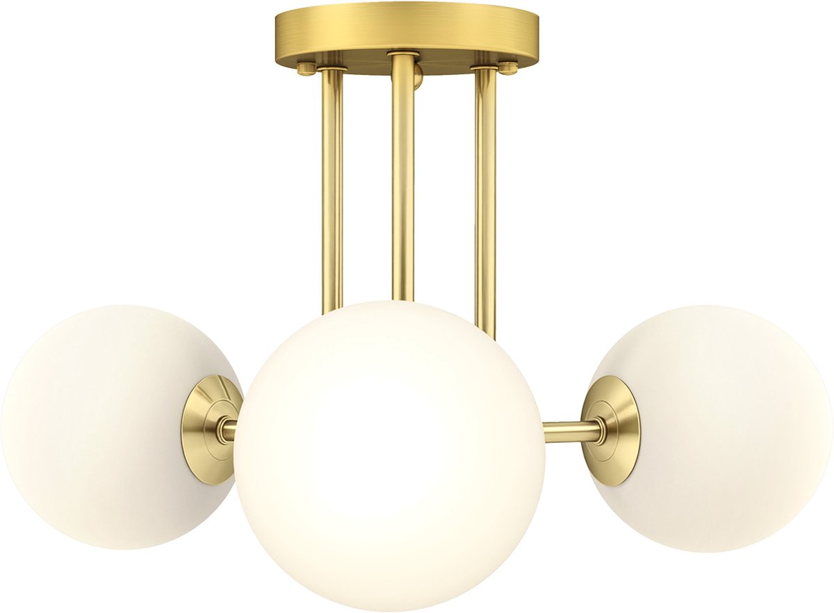 HOMCOM Plafondlamp-Metaal, Kunststof-42L x 42B x 26,5H cm-Goud