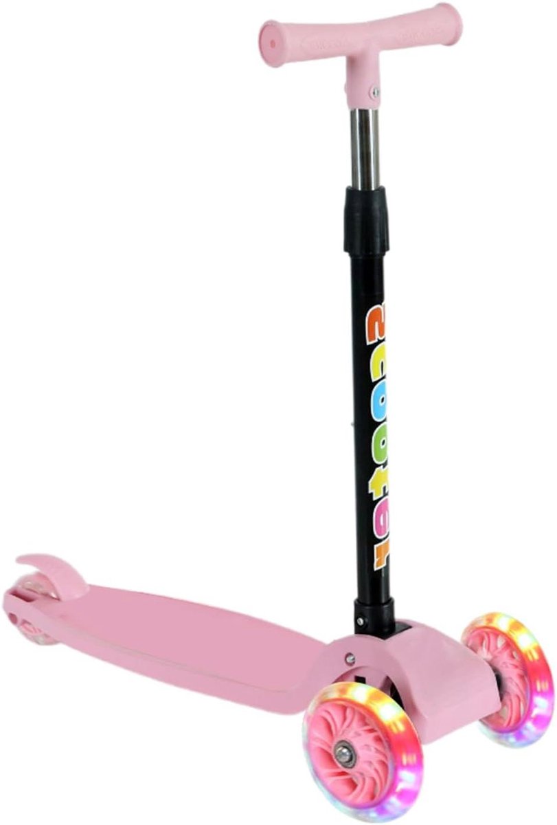 Klapbare Driewieler Step - Kinder Step - Buitenspelen - Flitsende Verlichting - Leeftijd 2-8 - Roze