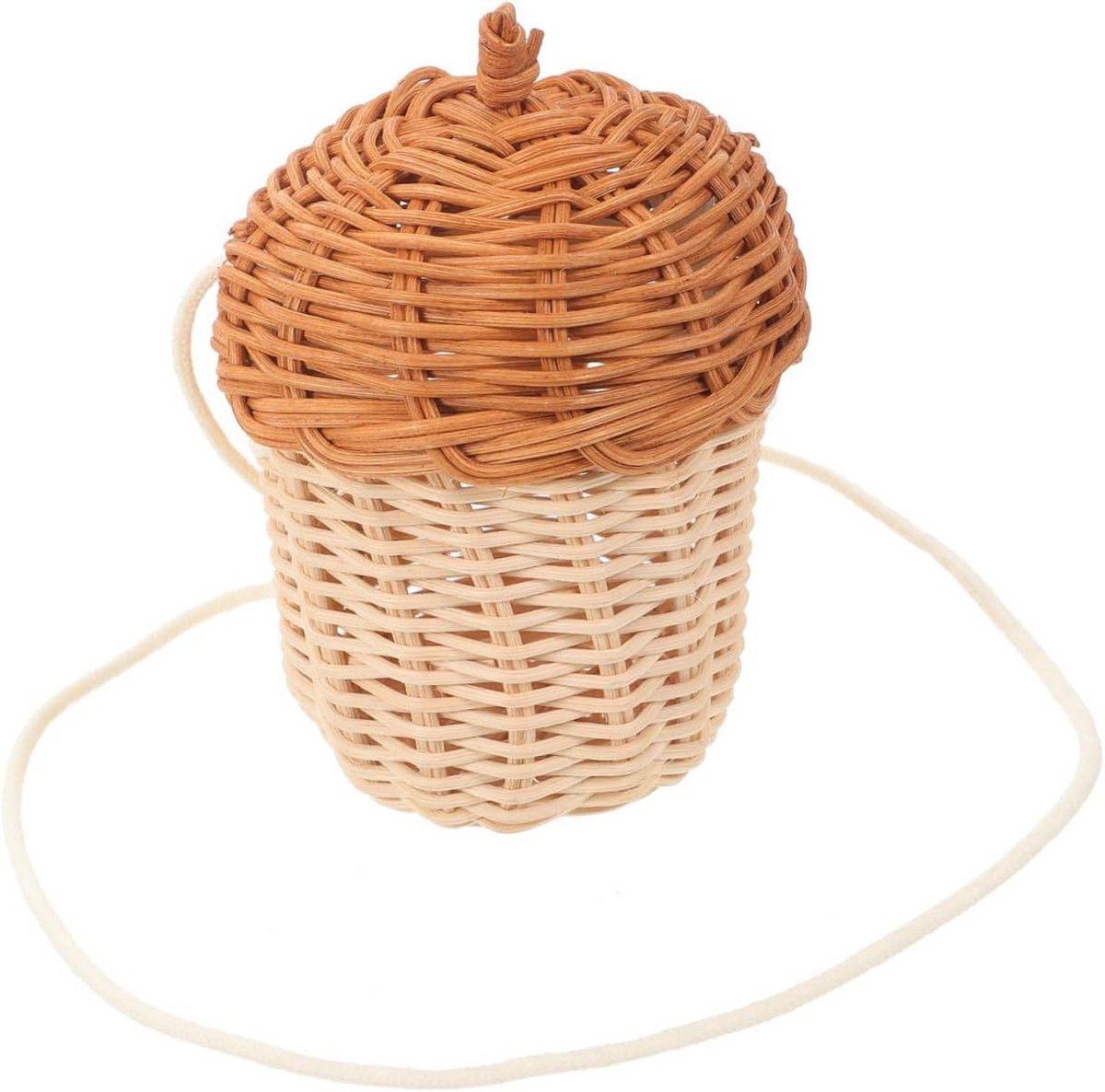 Rotan Tas - Dennenappel Mand - Spullen Opbergen - Handgeweven Decoratie - 13 x 9.5 cm - Bruin