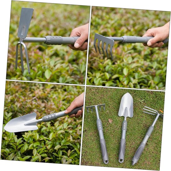 Tuin gereedschap set - Mini schep - Planten verpotten - Roestvrij aluminium - 44 x 9 cm - Zilver — afbeelding 4