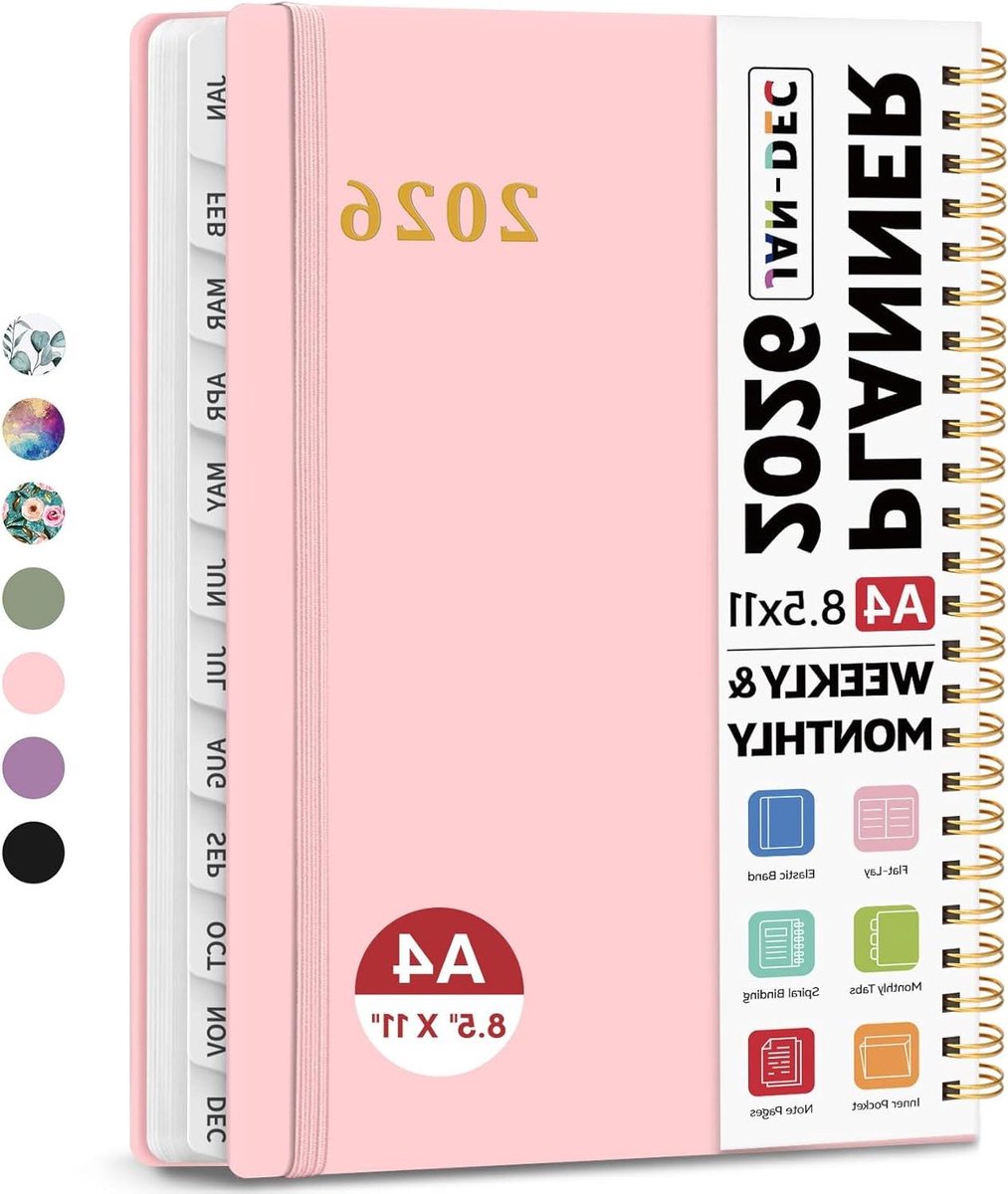Planner 2026 - Afsprakenboek Organizer - Planning Maken - Week en Maand - A4 Formaat - Roze