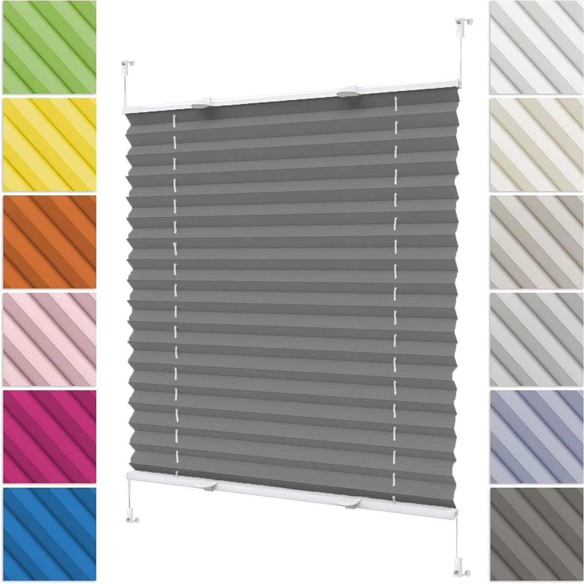 Plissé Gordijn - Raambekleding - Privacy creëren - Top Down Bottom Up - 62 x 65 cm - Grijs