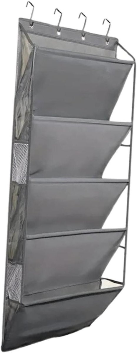 Deur Organizer - Opbergtas - Ruimte Besparen - Diepe Zakken - 5 Planken - Grijs