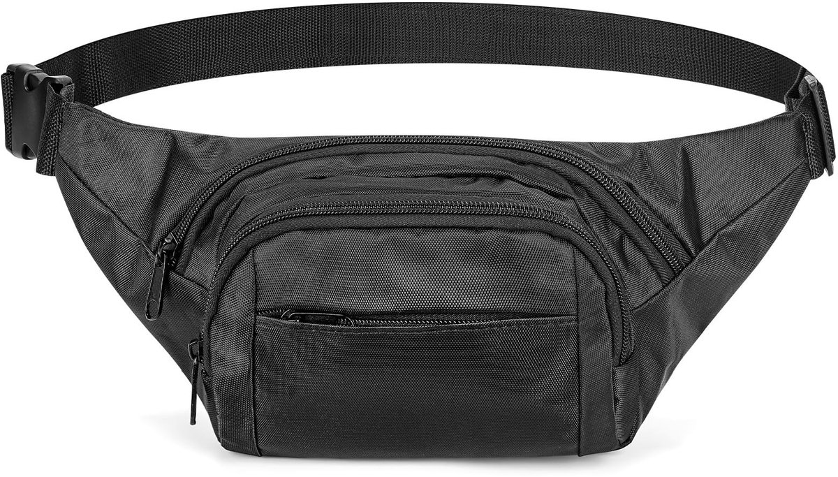 Dailygoods - Extra lange heuptas - Verstelbare crossbody tas - Lichtgewicht en praktisch - Zwart - Plus size riem - Ideaal voor wandelen en reizen - X