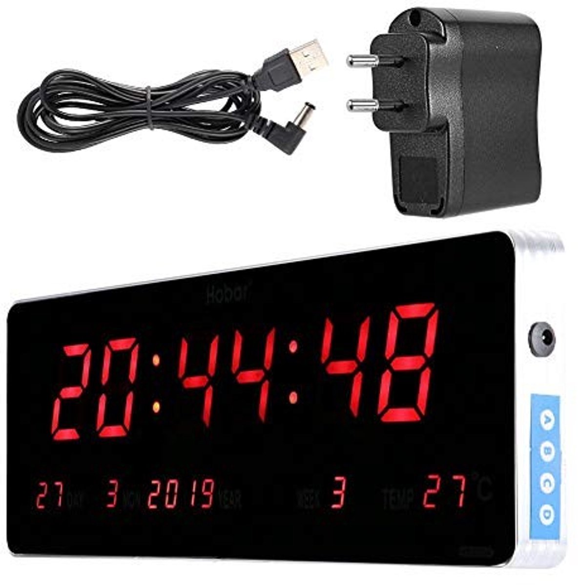 Dailygoods - Dailygoody - Digitale LED-wandklok - Nauwkeurige tijdweergave - Modern design voor elke ruimte - 36 x 13 x 3 cm - Kalender en temperatuurfunctie