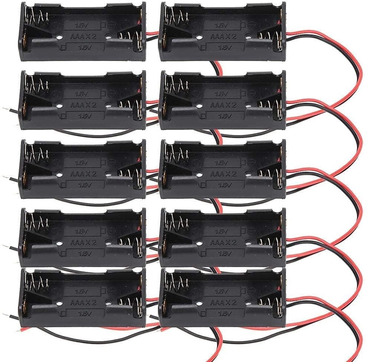 Dailygoods - 10 Stuks AAA Batterijhouder met Kabel voor Elektronisch Gebruik
