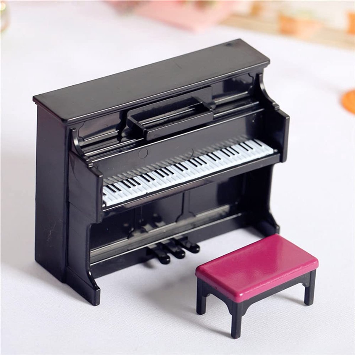 Dailygoods - Miniatuur Houten Piano met Stoel voor Poppenhuis