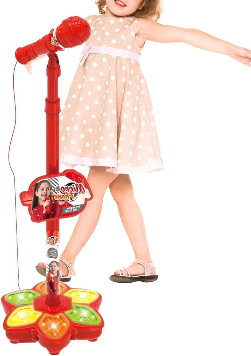 Kinder Microfoon - Zing Microfoon - Muziek Plezier - Met LED Verlichting - 21 x 100cm - Rood