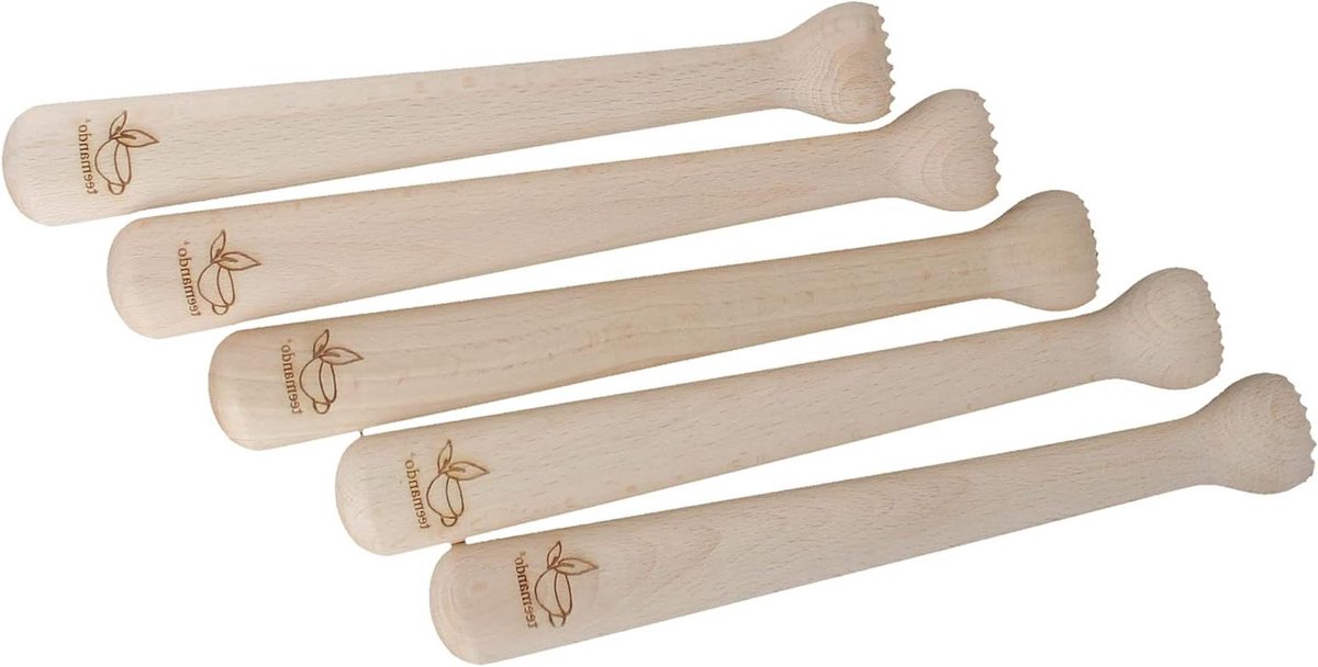 Cocktail stamper - Bar muddler - Cocktails maken - Ruwe onderkant - 22 cm - Houtkleur